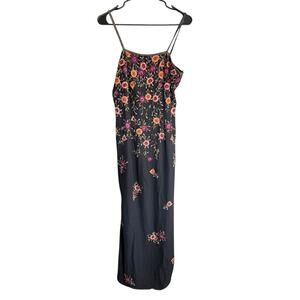 Vtg 80s Y2K Scala Prom Dress 100% Silk Beaded Maxi Black Whimsigoth Witchy Goth